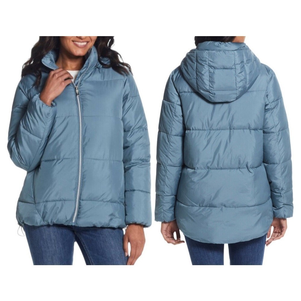 Weatherproof Puffer Jacket Womens Small Blue Full Zip Quilted Hooded